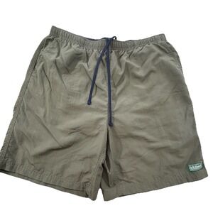 LL Bean‎ Swim Trunks Mens Sz L Olive Green Classic Sport Shorts Beach Outdoor